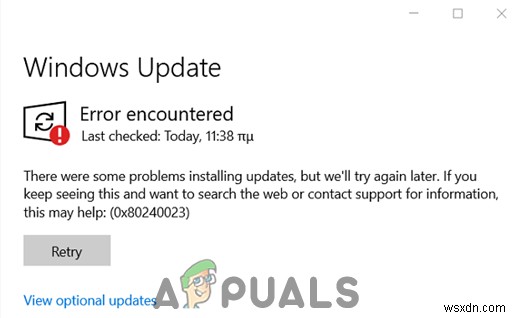 แก้ไข:ข้อผิดพลาด Windows Update 0x80240023 