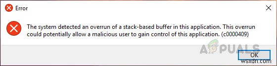 [แก้ไข] ระบบตรวจพบการบุกรุกของ Stack-Based Buffer ในแอปพลิเคชันนี้ 
