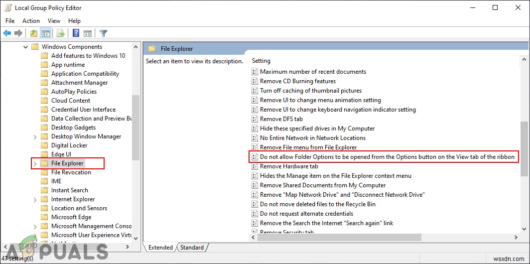 วิธีปิดการใช้งานตัวเลือกโฟลเดอร์ของ File Explorer 