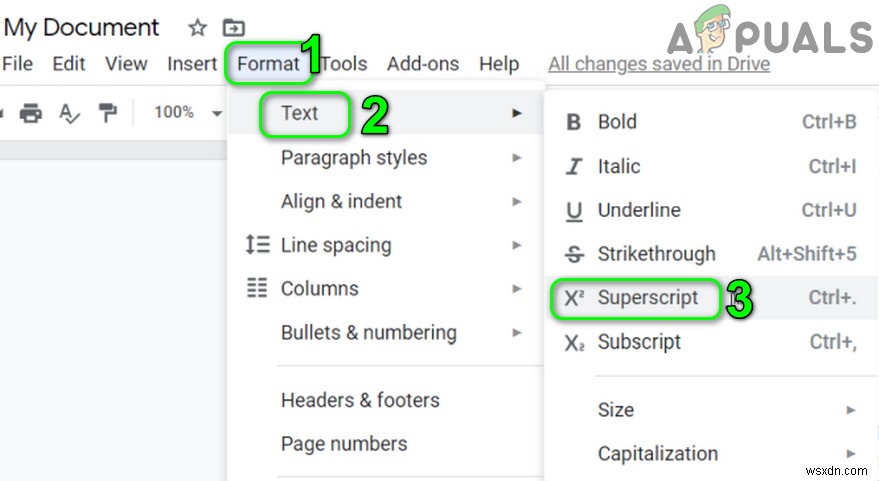 แก้ไข:Google Docs Superscript ไม่ทำงาน 