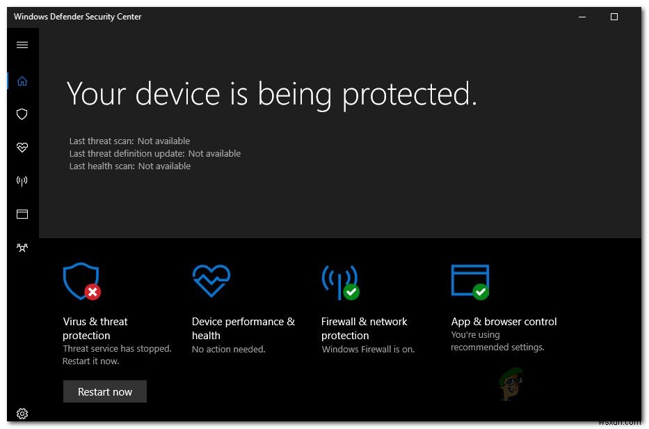 [แก้ไข] บริการภัยคุกคามของ Windows Defender หยุดทำงาน 