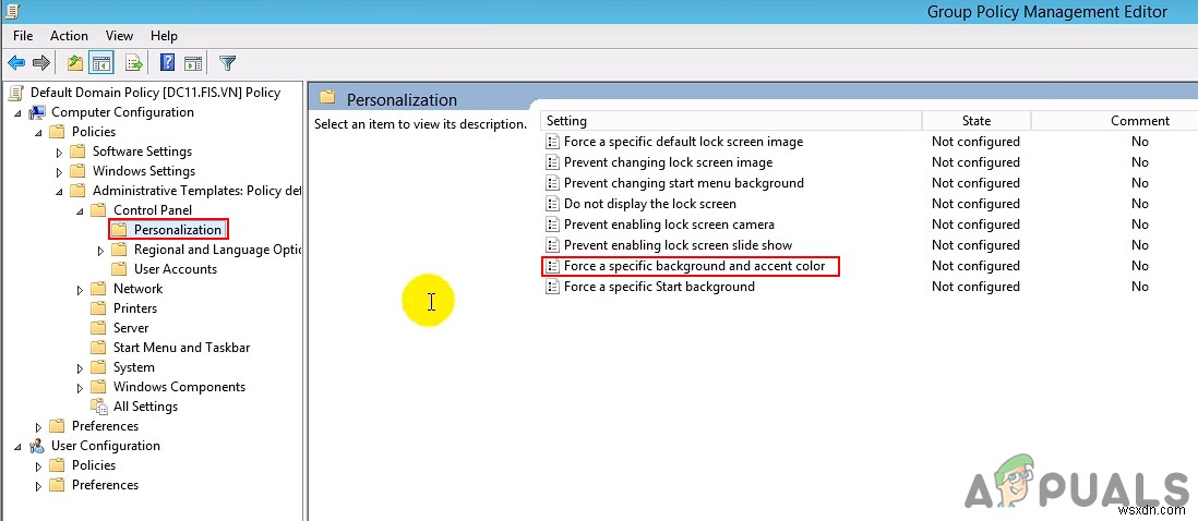 จะเลือกและระบุสีสำหรับพื้นหลังและสำเนียงใน Windows Server 2012 R2 ได้อย่างไร 