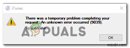 วิธีแก้ไขข้อผิดพลาด iTunes 9039