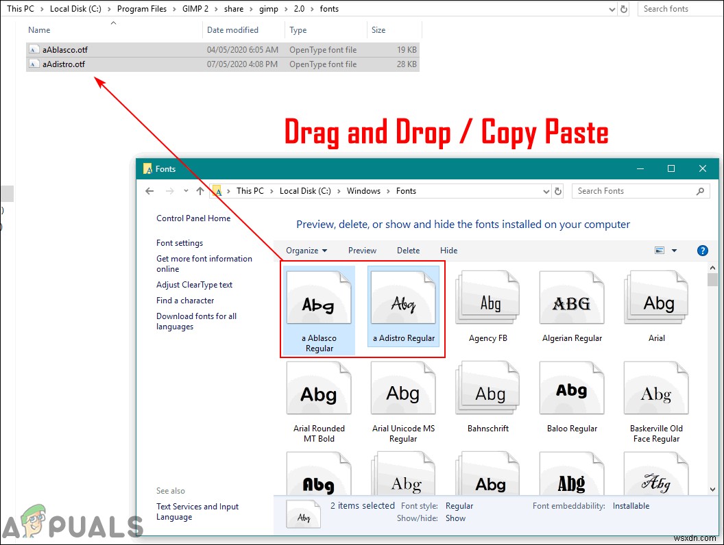 แก้ไข:GIMP ไม่แสดงแบบอักษรที่ติดตั้งใหม่ 