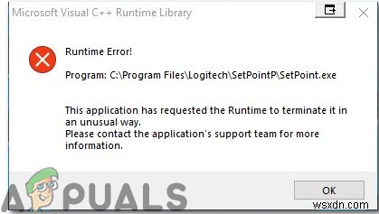 วิธีแก้ไขข้อผิดพลาดรันไทม์ Logitech Setpoint 