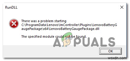 [แก้ไข] ปัญหาในการเริ่มต้น LenovoBatteryGaugePackage.dll 