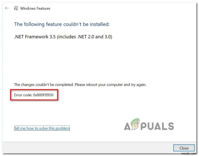 วิธีแก้ไขข้อผิดพลาดการติดตั้ง 0x800F0950 .NET Framework 3.5 