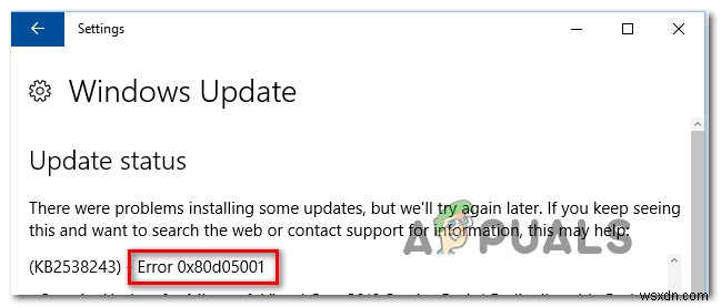 วิธีแก้ไขข้อผิดพลาด Windows Update Store 0x80D05001 