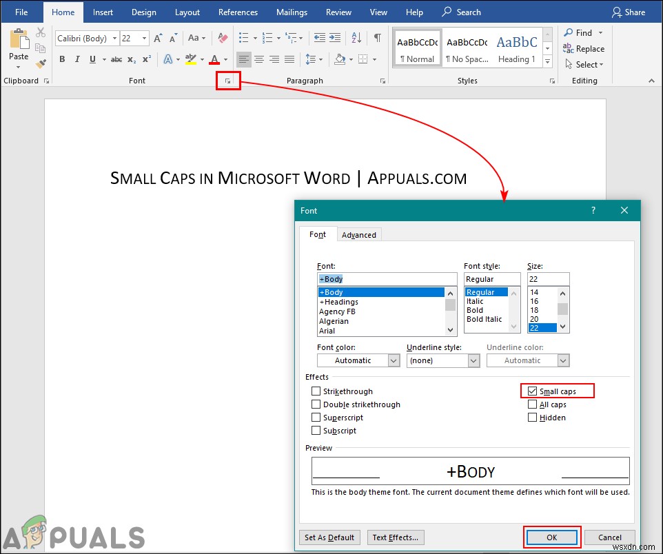 จะทำตัวพิมพ์เล็กใน Microsoft Word ได้อย่างไร? 