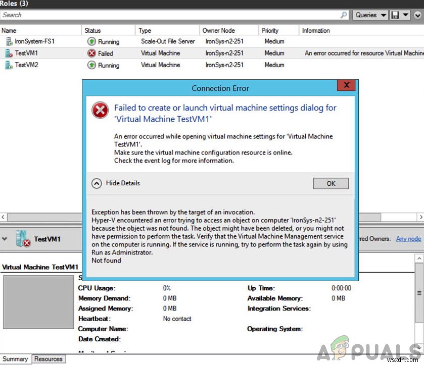 แก้ไข:การเข้าสู่ระบบล้มเหลวเมื่อเริ่มต้น Virtual Machine ใน Hyper-V 2019 