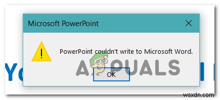 วิธีแก้ไข Powerpoint ไม่สามารถเขียนไปยัง Microsoft Word เมื่อสร้างเอกสารประกอบคำบรรยาย 