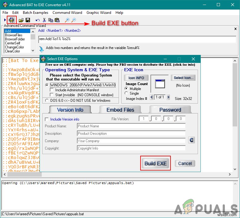 การแปลงไฟล์แบทช์ .BAT เป็นไฟล์ปฏิบัติการ .EXE 