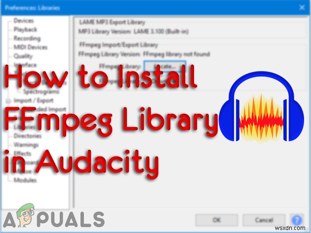 การติดตั้ง FFmpeg Library ใน Audacity 