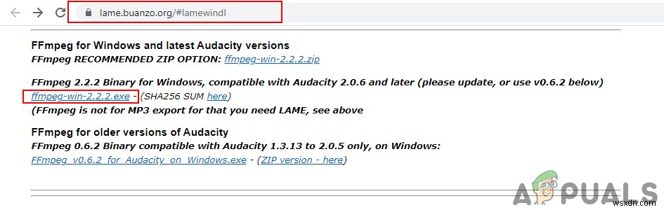 การติดตั้ง FFmpeg Library ใน Audacity 