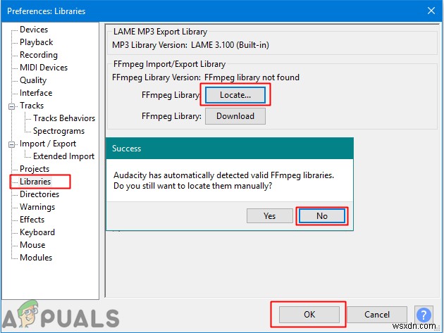 การติดตั้ง FFmpeg Library ใน Audacity 