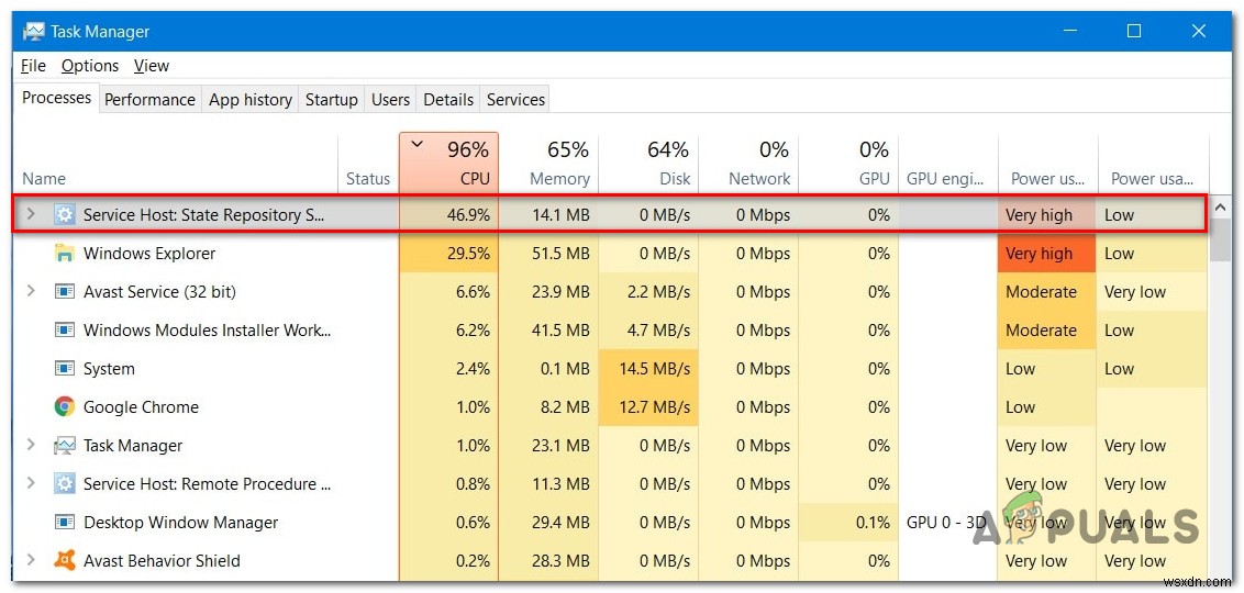 การใช้งาน CPU สูงโดย State Repository Service บน Windows 10 