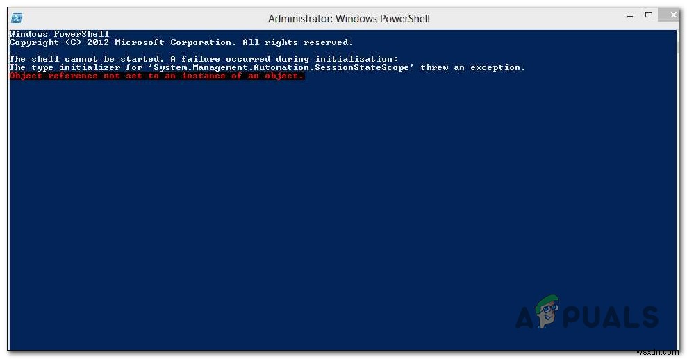 Powershell:เกิดความล้มเหลวระหว่างการเริ่มต้น 