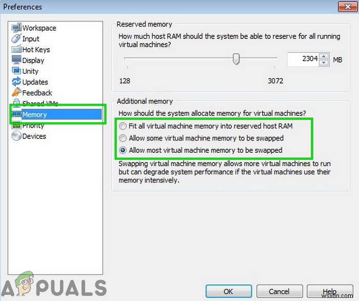 ข้อผิดพลาดของหน่วยความจำกายภาพไม่เพียงพอใน VMware 