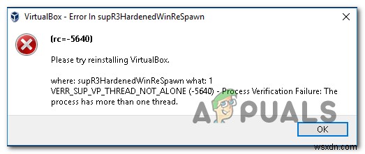 วิธีการแก้ไข VirtualBox  ข้อผิดพลาดใน supR3HardenedWinReSpawn  