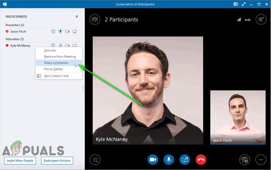 จะแต่งตั้งผู้นำเสนอสำหรับการประชุม Skype for Business ได้อย่างไร 