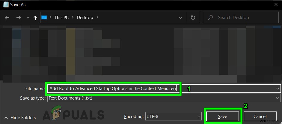 จะเพิ่ม Boot to Advanced Startup Options ให้กับ Context Menu ได้อย่างไร? 