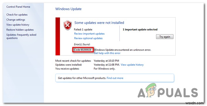 จะแก้ไขข้อผิดพลาดของ Windows Update 8020002e ได้อย่างไร 