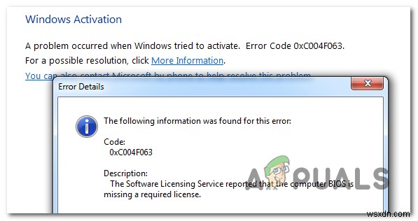 วิธีการแก้ไขข้อผิดพลาดการเปิดใช้งาน Windows 0xc004f063? 