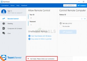 วิธีแก้ไขข้อผิดพลาด  ไม่พร้อมตรวจสอบการเชื่อมต่อของคุณ  ของ TeamViewer บน Windows 
