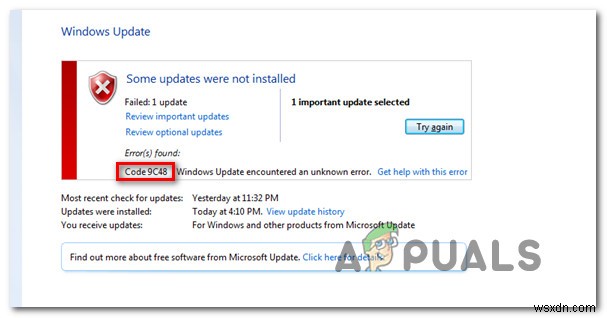 จะแก้ไขรหัสข้อผิดพลาดของ Windows Update 9c48 ได้อย่างไร 