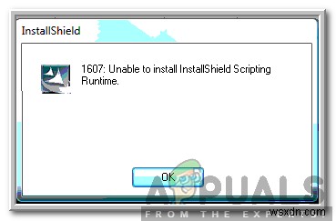 วิธีการแก้ไขข้อผิดพลาด  1607 ไม่สามารถติดตั้ง InstallShield Scripting Runtime  บน Windows? 