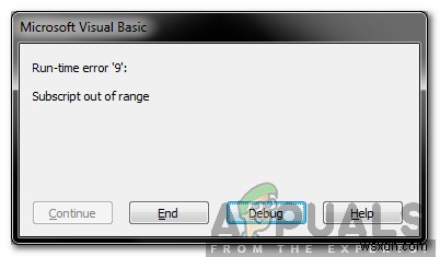 จะแก้ไขข้อผิดพลาด  Subscript Out of Range  ใน Visual Basic สำหรับแอปพลิเคชันได้อย่างไร 