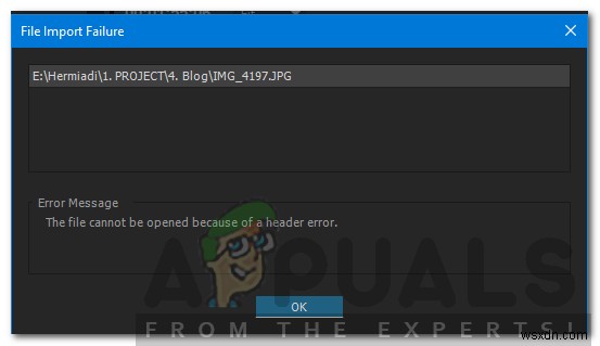 วิธีแก้ไข  ไฟล์ไม่สามารถเปิดได้เนื่องจากข้อผิดพลาดของส่วนหัว  ใน Adobe Premiere 