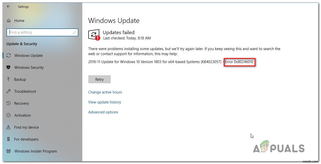 วิธีแก้ไขข้อผิดพลาด Windows Update 0x80246010 