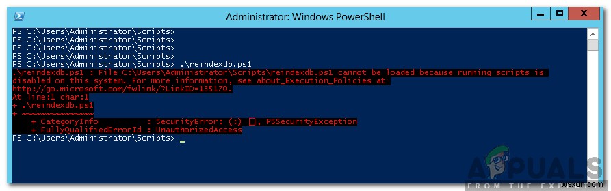 วิธีการแก้ไขข้อผิดพลาด  รันสคริปต์ถูกปิดใช้งานในระบบนี้  บน Powershell 