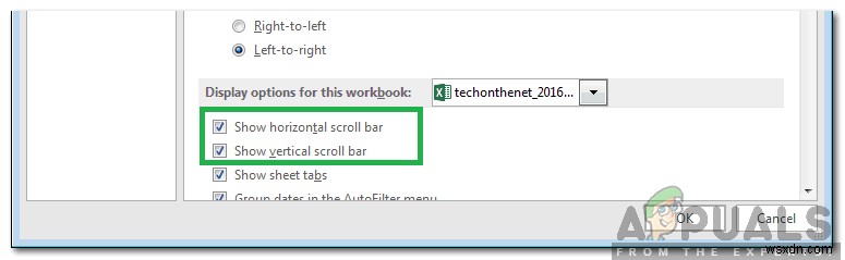วิธีแก้ไขข้อผิดพลาด  Scroll Bar Missing  ใน Excel 