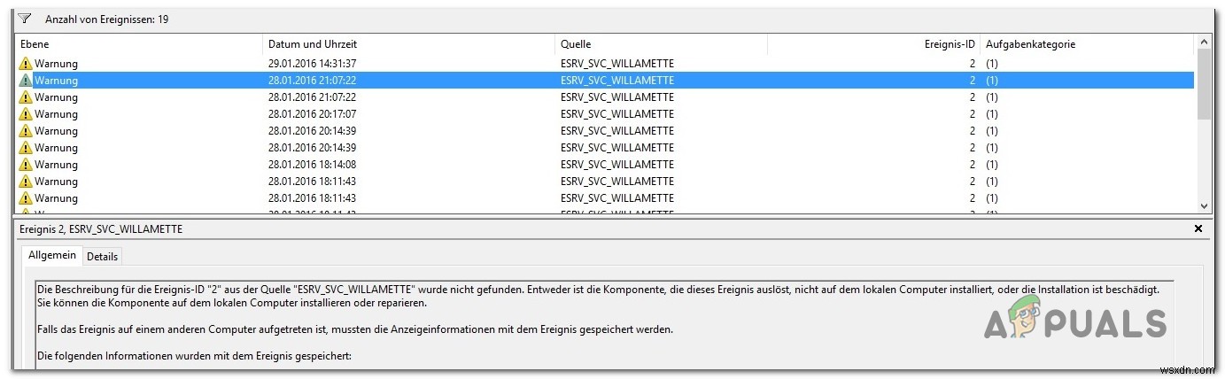 วิธีแก้ไขข้อผิดพลาด ESRV_SVC_WILLAMETTE Event Viewer 