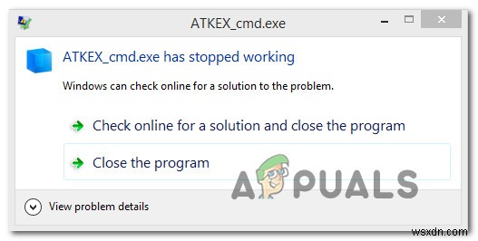 วิธีแก้ไข ATKEX_cmd.exe หยุดทำงาน
