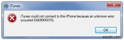 วิธีแก้ไขข้อผิดพลาด iTunes 0xe8000015 