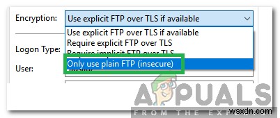 วิธีการแก้ไขข้อผิดพลาด  ล้มเหลวในการดึงข้อมูลรายชื่อไดเรกทอรี  บน FileZilla 