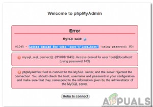 วิธีแก้ไขข้อผิดพลาดการเข้าถึงถูกปฏิเสธสำหรับผู้ใช้  root @ localhost  บน MySQL 