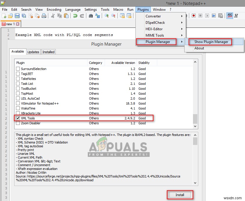 วิธีจัดรูปแบบ/เยื้องไฟล์ XML ใน Notepad++ 