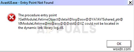 แก้ไข:ไม่พบจุดเข้าใช้งาน  AvastUI.exe  