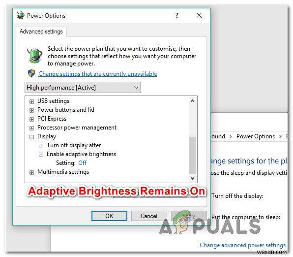 แก้ไข:Windows 10 Adaptive Brightness จะไม่ปิด 