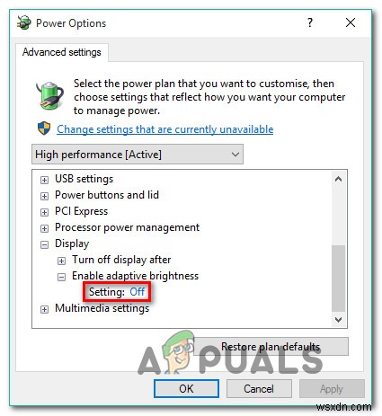 แก้ไข:Windows 10 Adaptive Brightness จะไม่ปิด 