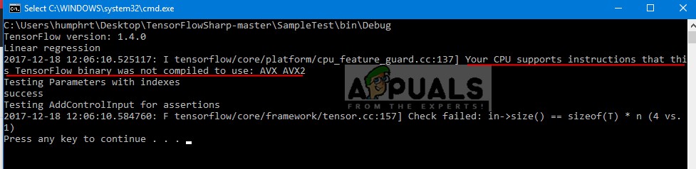 แก้ไข:CPU ของคุณรองรับคำแนะนำว่าไบนารี TensorFlow นี้ไม่ได้คอมไพล์เพื่อใช้ AVX2 