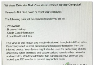 แก้ไข:การแจ้งเตือนของ Windows Defender:ตรวจพบไวรัส Zeus บนคอมพิวเตอร์ของคุณ 