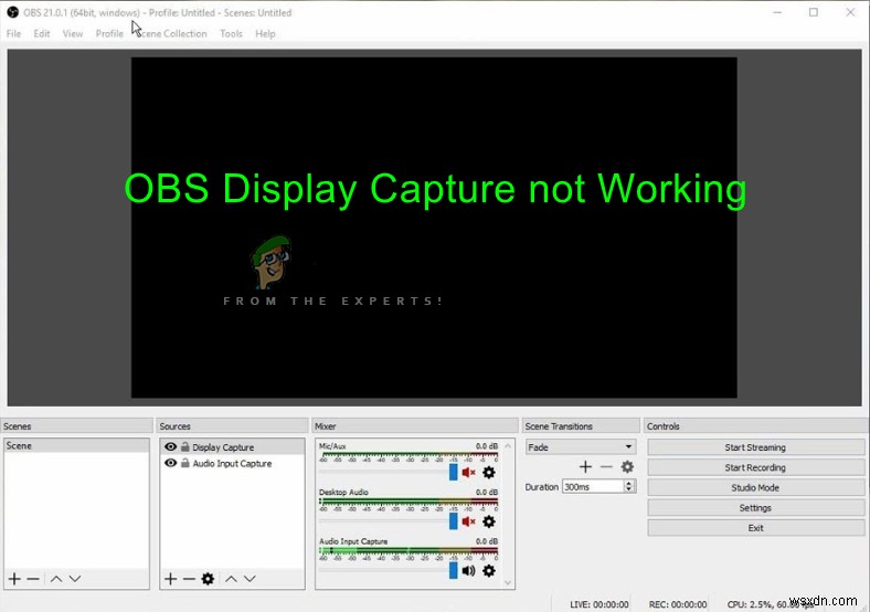 แก้ไข:OBS Display Capture ไม่ทำงาน 