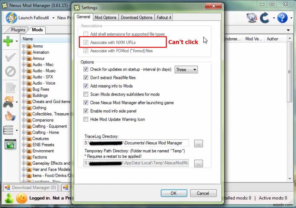 แก้ไข:Nexus Mod Manager ไม่ดาวน์โหลด 