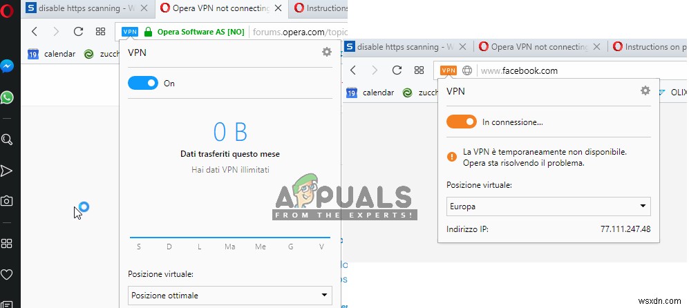 แก้ไข:Opera VPN ไม่ทำงาน 