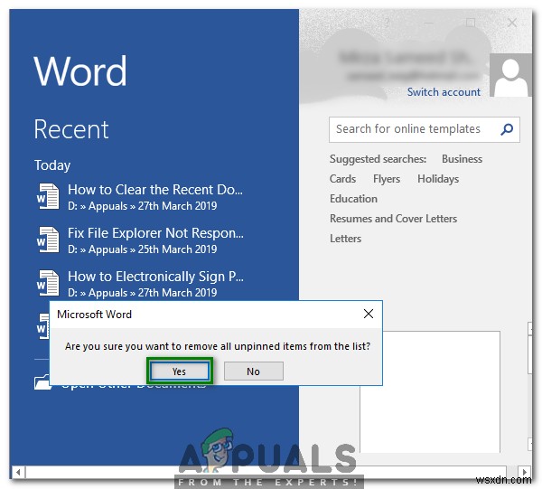 วิธีล้างหรือปิดใช้งานรายการเอกสารล่าสุดใน Microsoft Word 